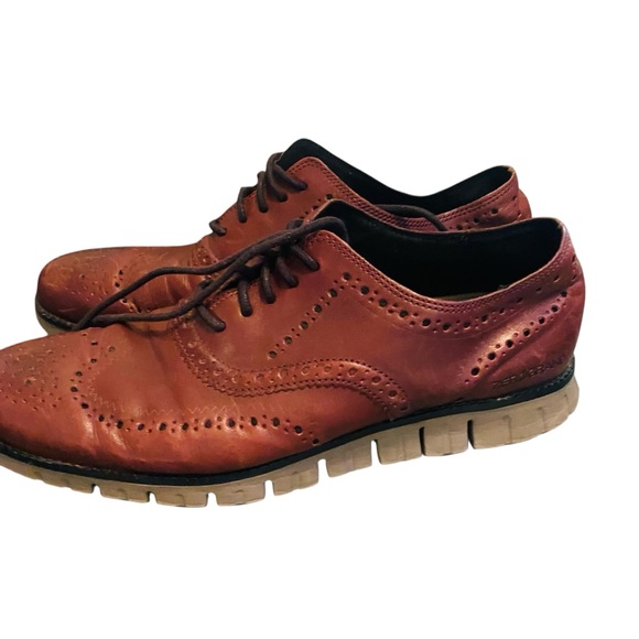 Cole Haan Leather ZeroGrand Oxford Wing Tip Burgundy Leather - Picture 2 of 9
